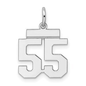 Sterling Silver, Athletic Collection, Small Polished Number 55 Pendant